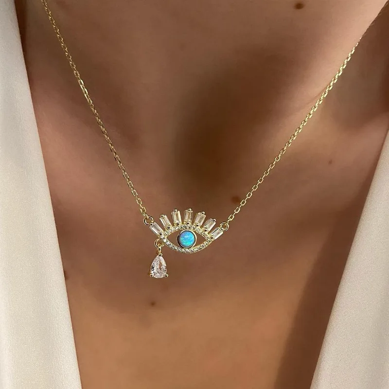 Angel Evil Eye Necklace Female Party Jewelry Shiny  Devil Eye Necklace for Women Vintage Choker Chain Harm Accessories Gothic