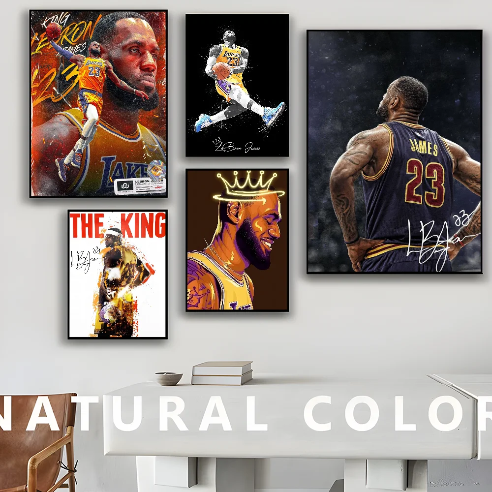 L-LeBron J-James Anime Posters Sticky HD Quality Wall Art Retro Posters for Home Kawaii Room Decor