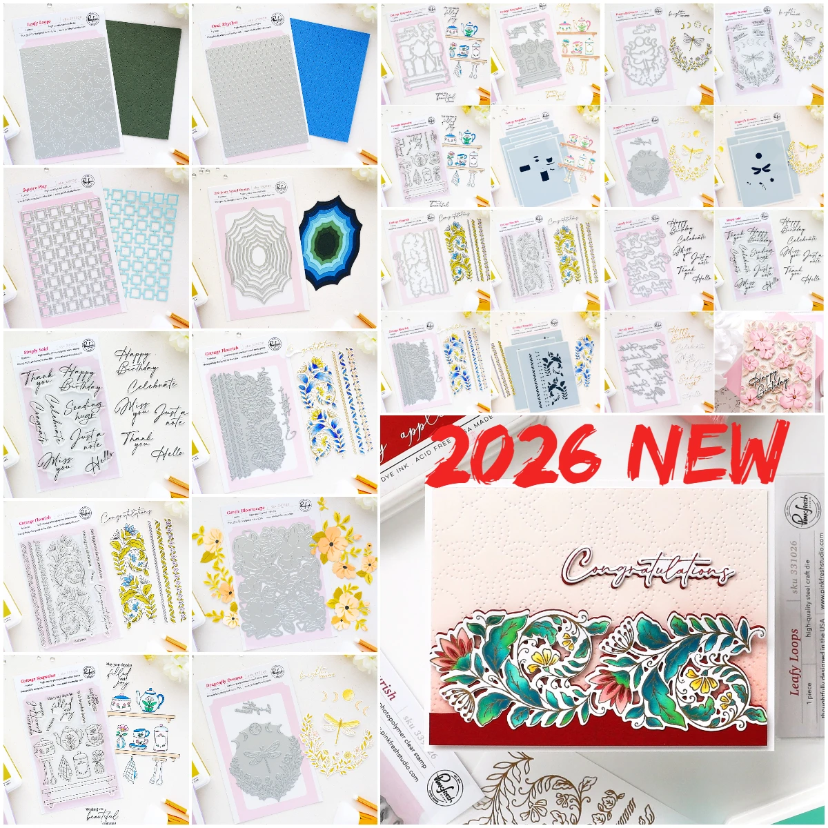 Metal Cutting Dies Stamps Stencil Hot Foil Washi Scrapbooking Pink Fresh Merry Christmas Leafy Loops Coverplate DIY Decoration