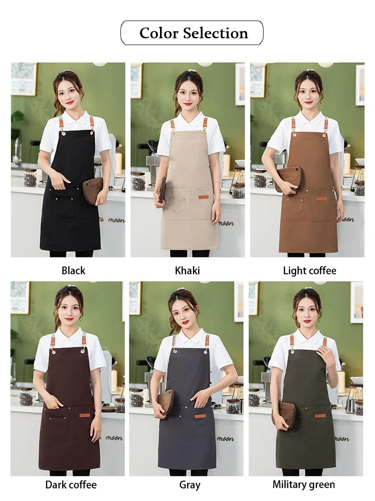 Heavy-Duty Waterproof Canvas Work Apron - Stain Resistant Protection for Fruit Stores Coffee Shops Bubble Tea & Bakery Use