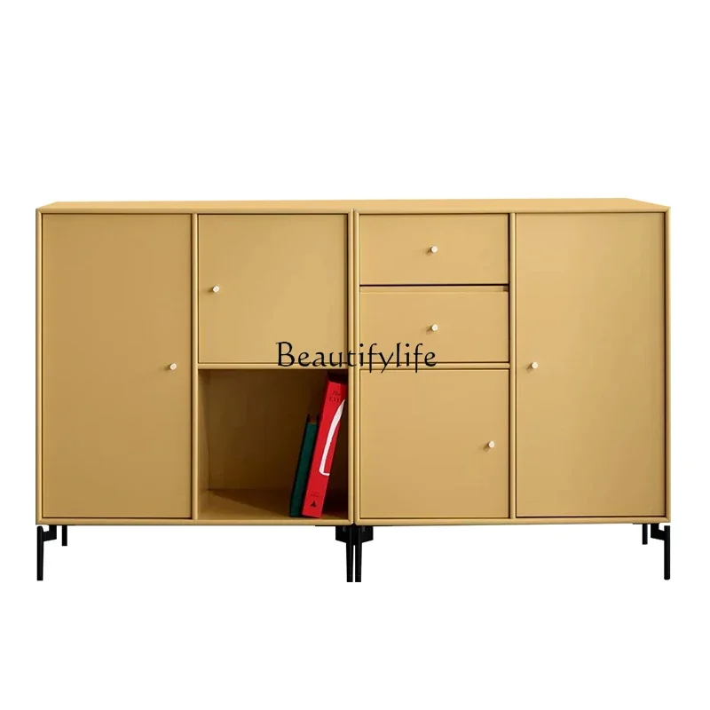 

z.Z.Italian minimalist side cabinet, living room dopamine paint cream wind storage side cabinet