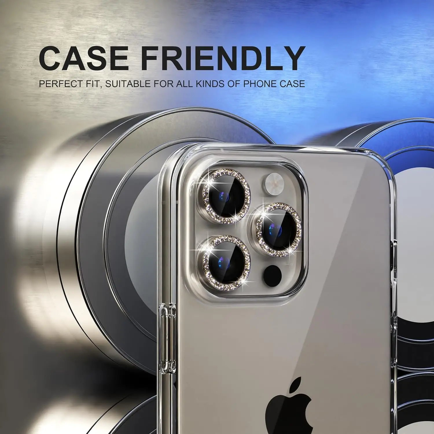 For iPhone 17 Pro Max 17Air 17Pro 14 15 16 ProMax Plus Glitter Diamond Camera Lens Protector Glass Protection Accessories