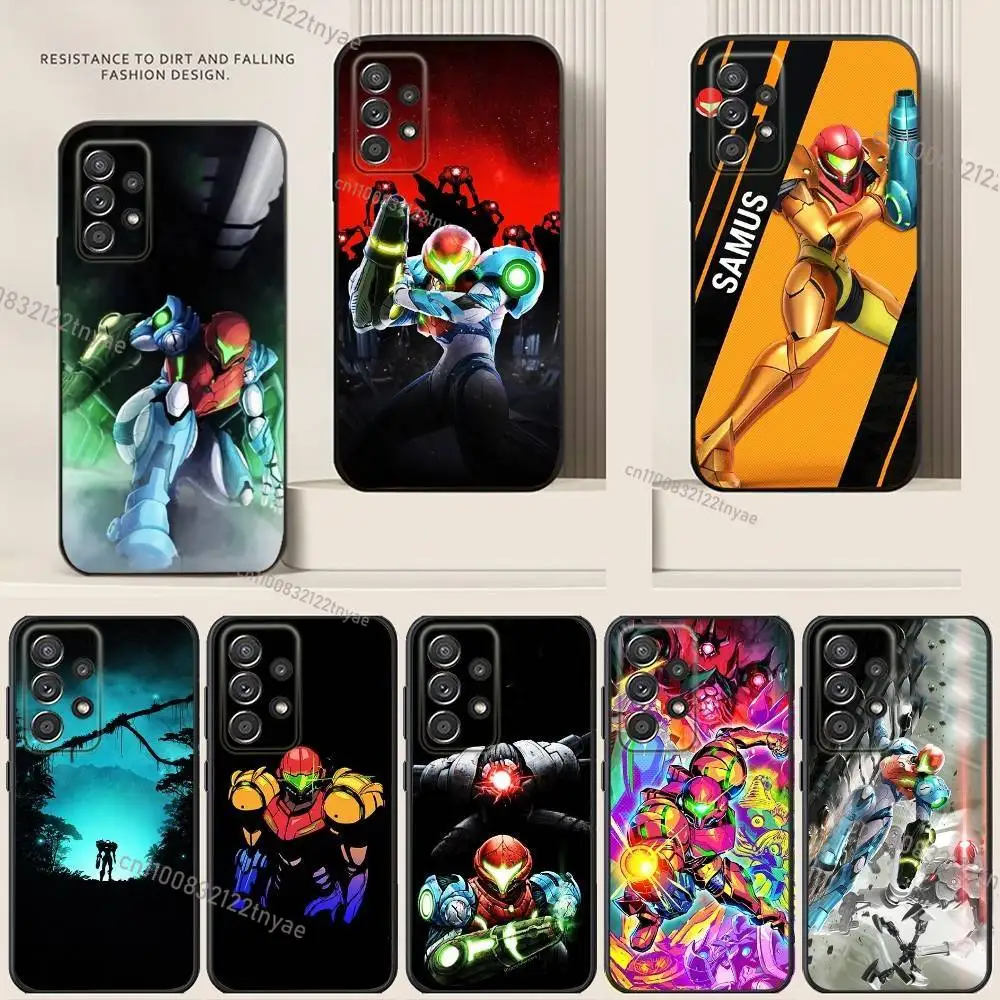 

Game M-Metroid Phone Case For Samsung S24,21,22,23,30,Ultra,20,Plus,Note,10,9,Black soft silicone case