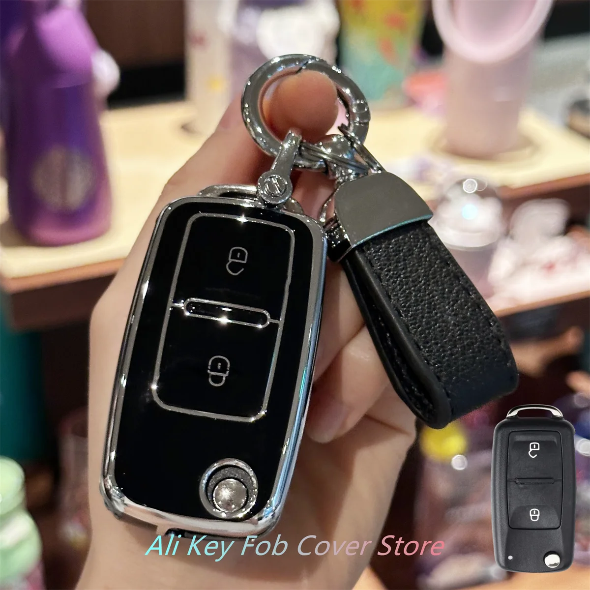 مفتاح فوب غطاء كيرينغ المفاتيح الحبل لشركة فولكس فاجن MK4 بورا جولف 4 5 6 باسات بولو بورا توران #2