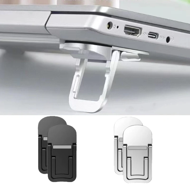 2 pçs mini portátil suporte 2 ângulos ajustáveis invisível portátil riser suporte auto-adesivo portátil notebook titular pernas para macbook