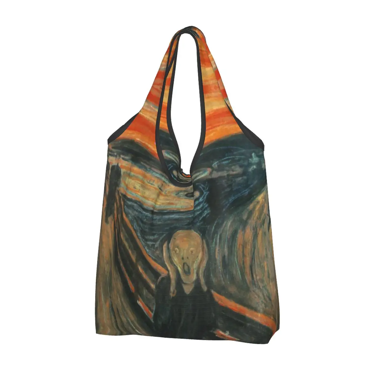 Kawaii Printing The Scream By Edvard Munch Tote Shopping Bag Portable Shopper Shoulder Famous Oil Painting Handbag