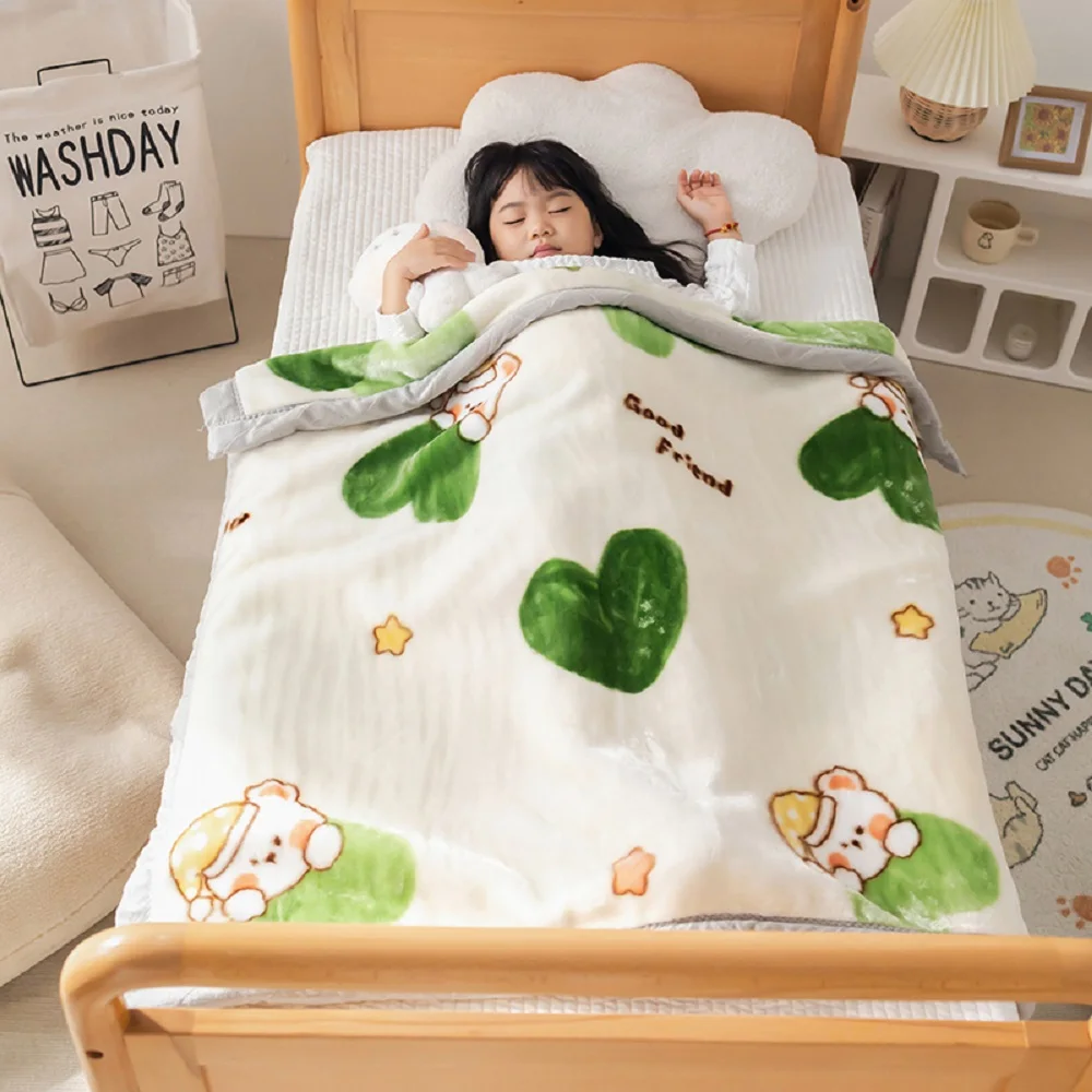 

1 шт. детское одеяло, двухслойное утолщенное детское одеяло, подходящее для детского одеяла, детского сада, осеннее и зимнее, теплое и удобное, 100X120 см