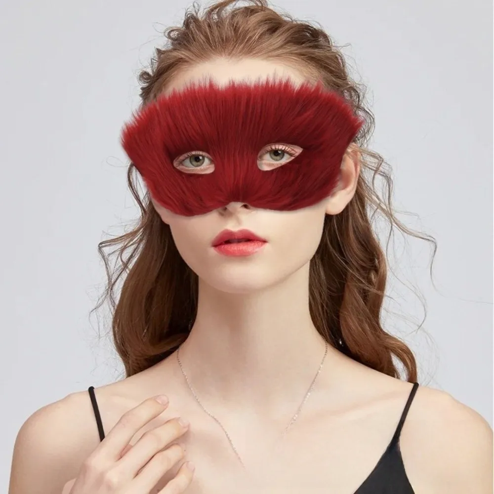 

Funny Cartoon Plush Cat Mask Long Furry Halloween Decoration Halloween Plush Mask Animal Eye Mask Masquerade Mask Carnival Party