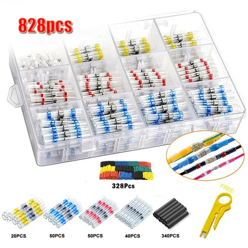 Imagen 2 del producto 50/100/300/800/1000 Uds práctico sello eléctrico impermeable terminales a tope termorretráctiles conectores de cable de manga de soldadura