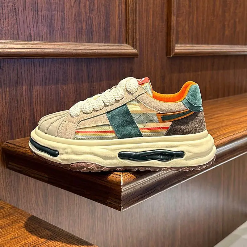 

Кожаные повседневные мужские туфли на плоской подошве, дизайнерские брендовые молодежные студенческие туфли для скейтборда, уличные износостойкие кроссовки на толстой подошве