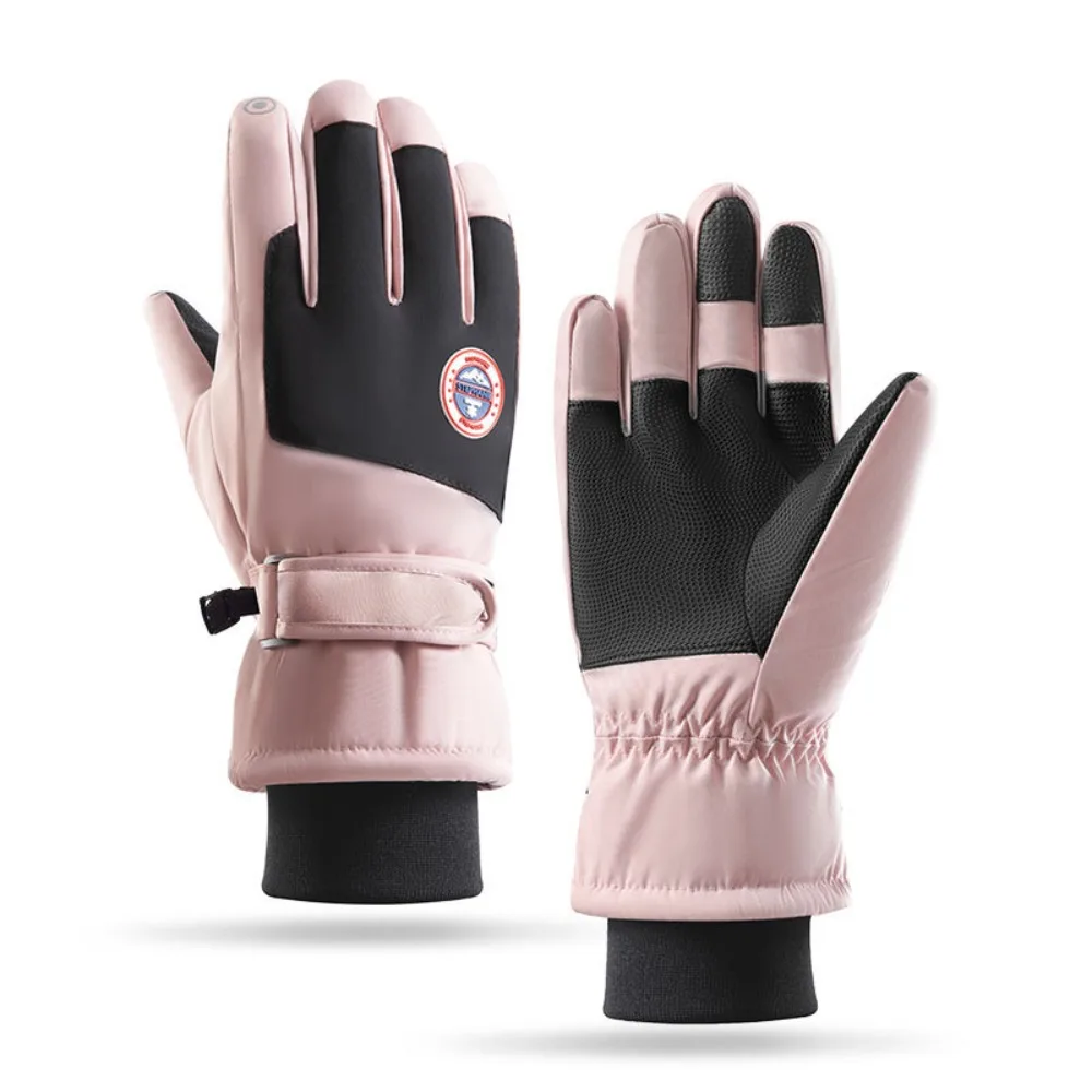 قفازات تزلج للزوجين، مقاومة للبرد في الهواء الطلق، متوافقة مع شاشة اللمس، مقاومة للماء، مقاومة للرياح، مبطنة بالصوف، قفازات دافئة لركوب الدراجات