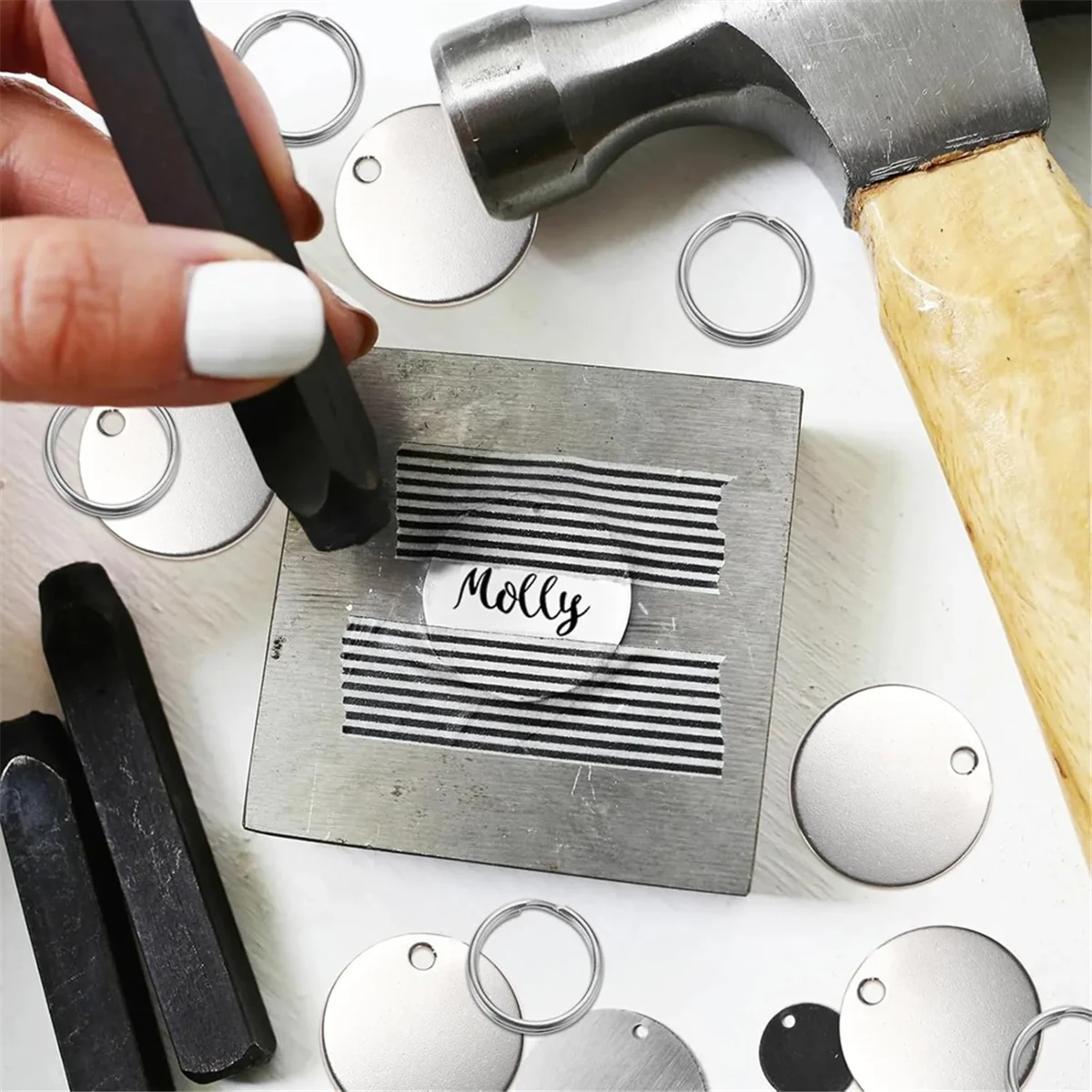 A88M 55 шт. металлические штампованные пустые бирки-12-дюймовые круглые штамповочные заготовки из нержавеющей стали с отверстием, для изготовления ювелирных изделий, DIY