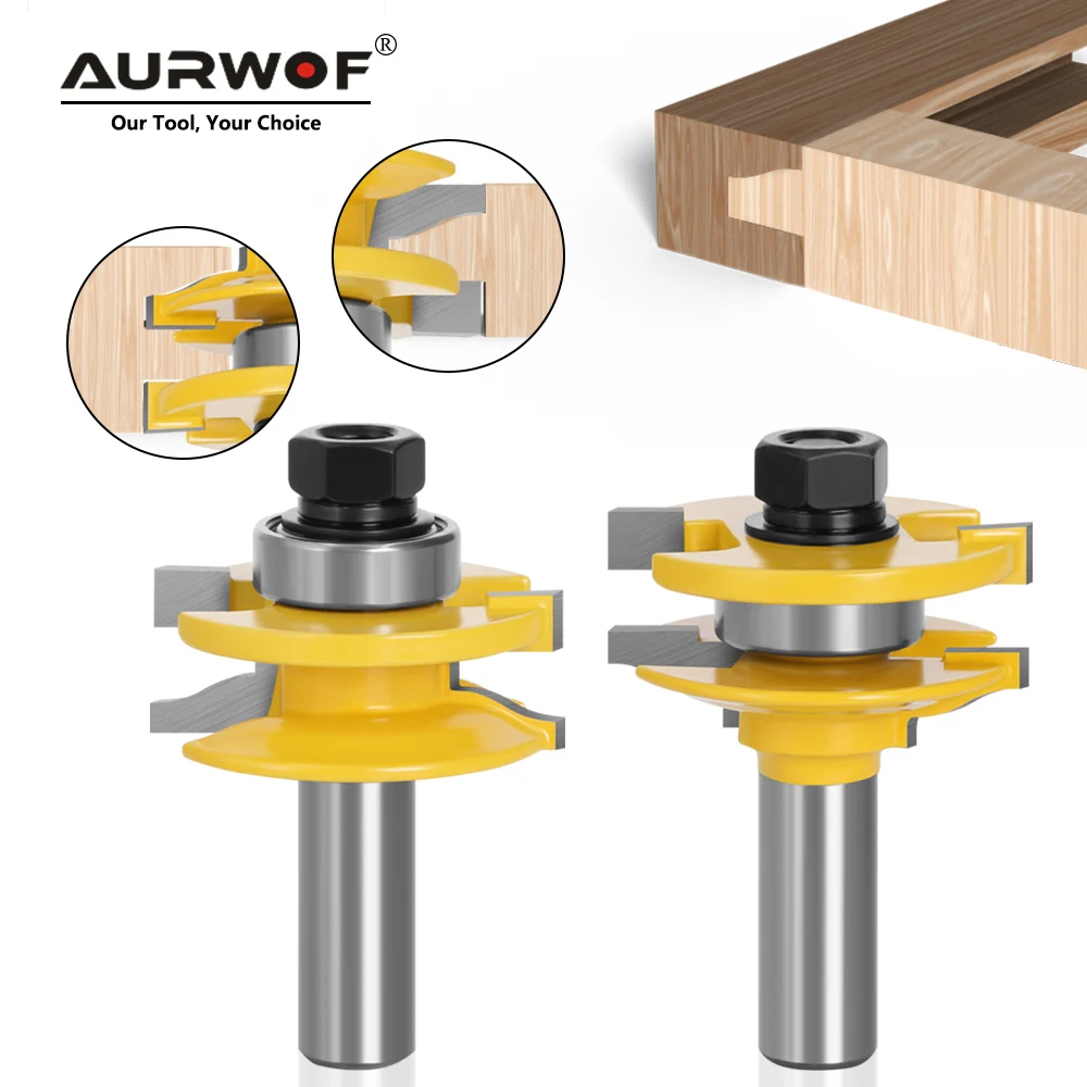 AURWOF Woodworking Router Bit Set, 12mm 1/2 Shank Small Rail & Stile Cutter For Cabinet Door Frame,TCT Professional Milling Tool