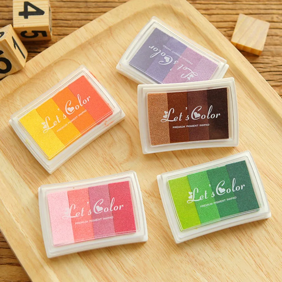 Gradient Color Craft Ink Pad Cute Multi-Color Stamp Ink 4-Color Ink Pads for Stamps for Kids DIY, Paper, Scrapbooking
