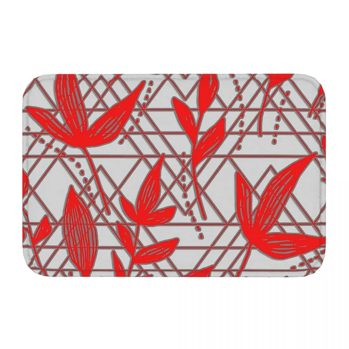 Geometric Patterns Non-slip Doormat CUTE COOL RED PATTERN SHAPE LEAF SEAMLESS PATTERN Living Room Kitchen Mat Welcome Carpet