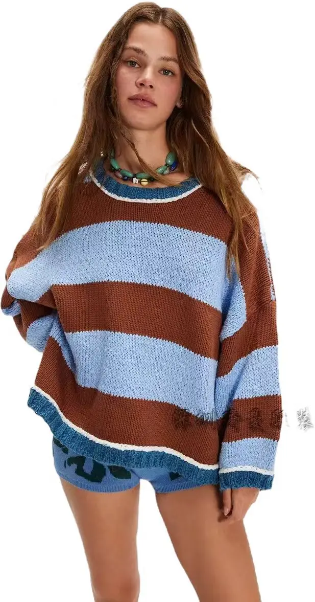 Losse tops Ronde hals Kleurblokkering Herfst Winter Mode Trui Herfstkleding 2025, Dames Outerkleding In Grote Maten