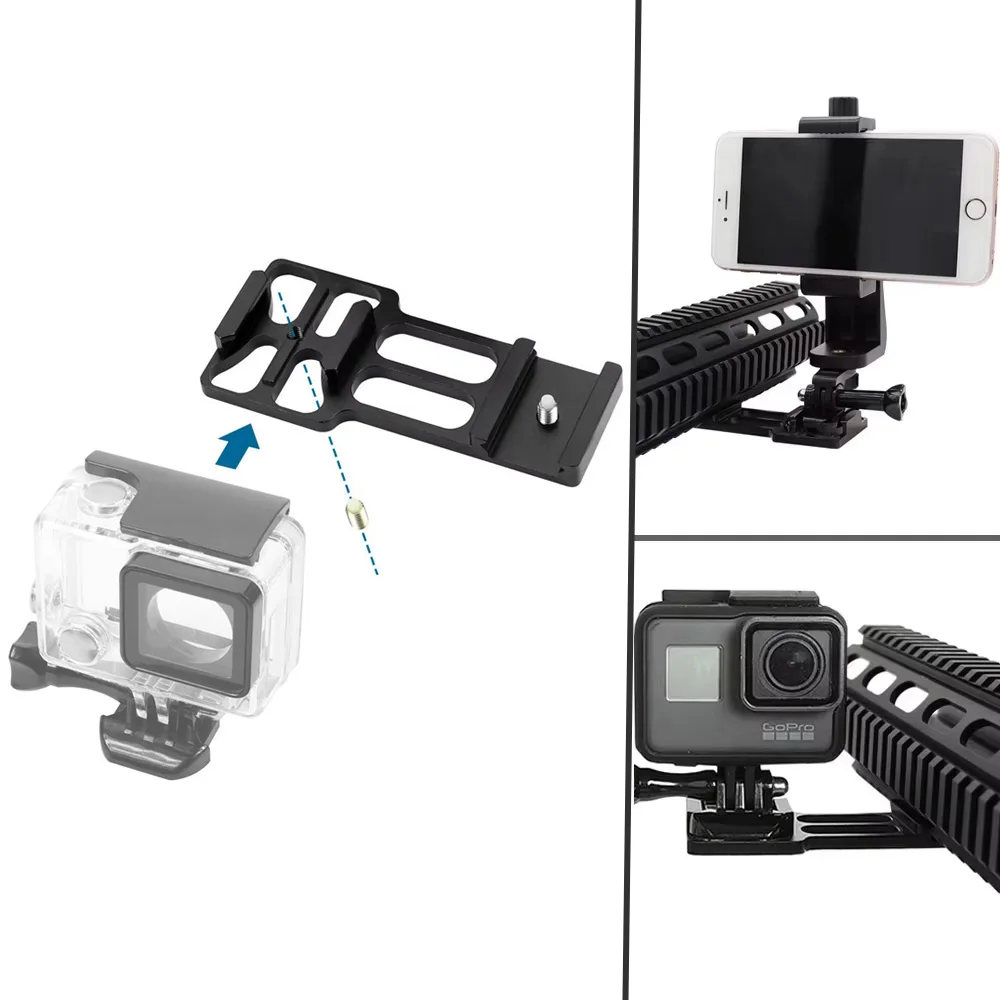 New Style Tactical Gun Airsoft Pistol 20mm Picatinny Rail Mount Phone Camera Holder For Iphone Cell Phones Gopro Sports Camera