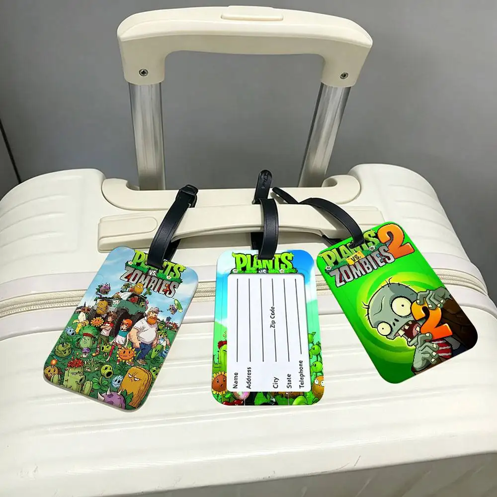 Game Plants Vs Zombies Multiscene PVC Luggage Tag Anti lost Design With Information Card For Travel Backpack Luggage