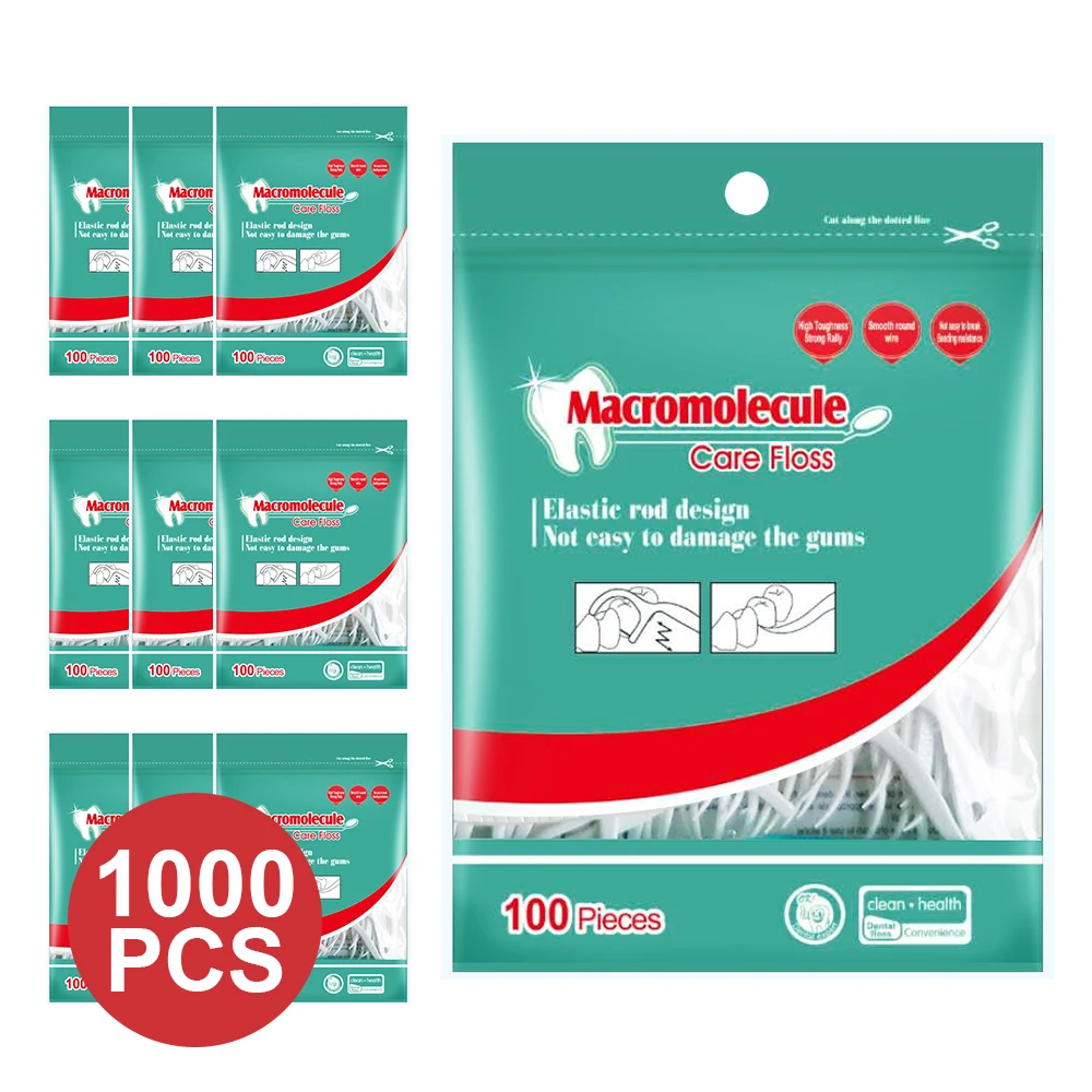 

1000pcs Dental Floss Plastic Toothpicks with Thread Ultra Thin Dental Threads Teeth Stick Durable Tooth Picks Flosser