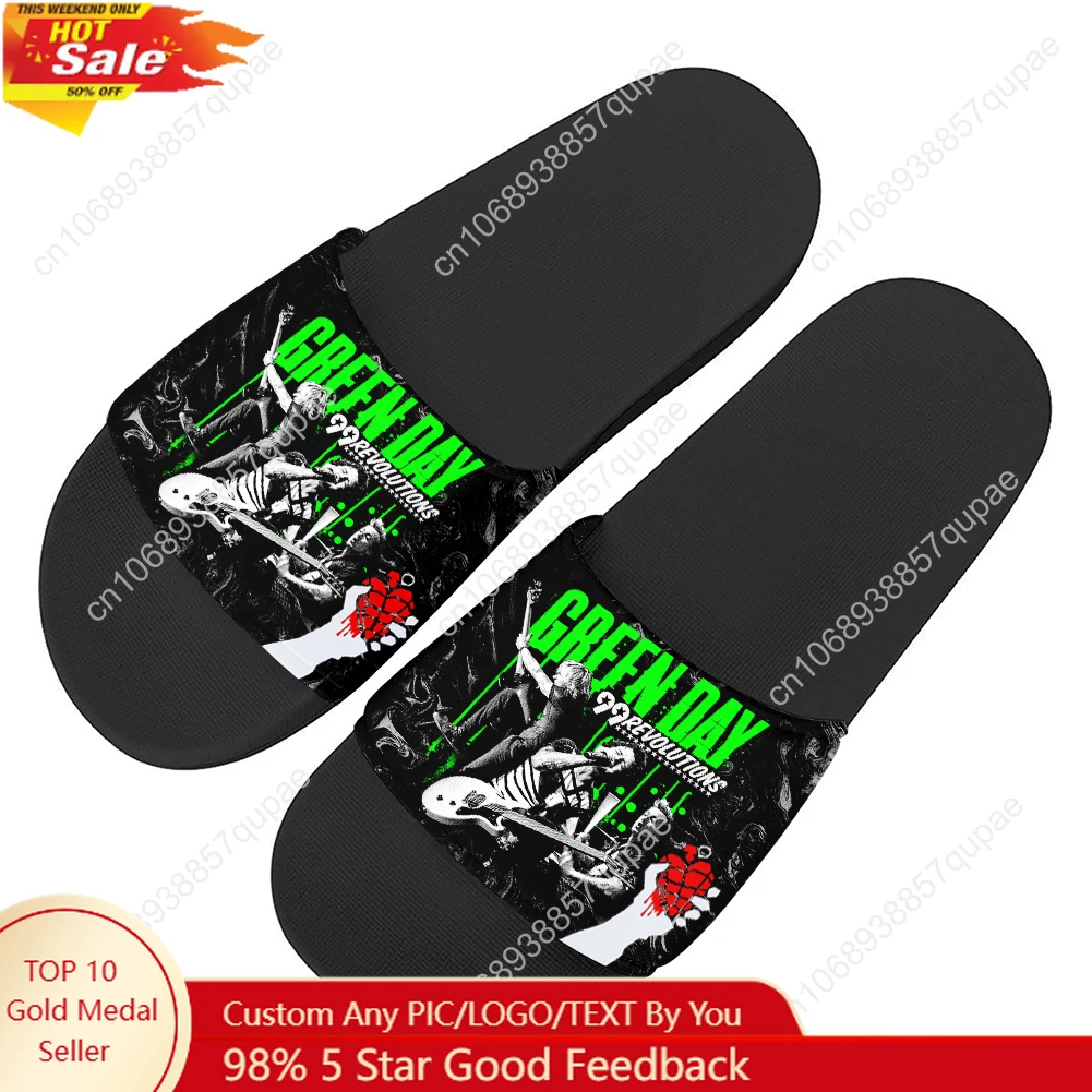 

Green Day Pop Rock Band Slippers Home Water Shoes Mens Womens Teenagers Outdoor Beach Pool Sandals Custom Summer Slipper