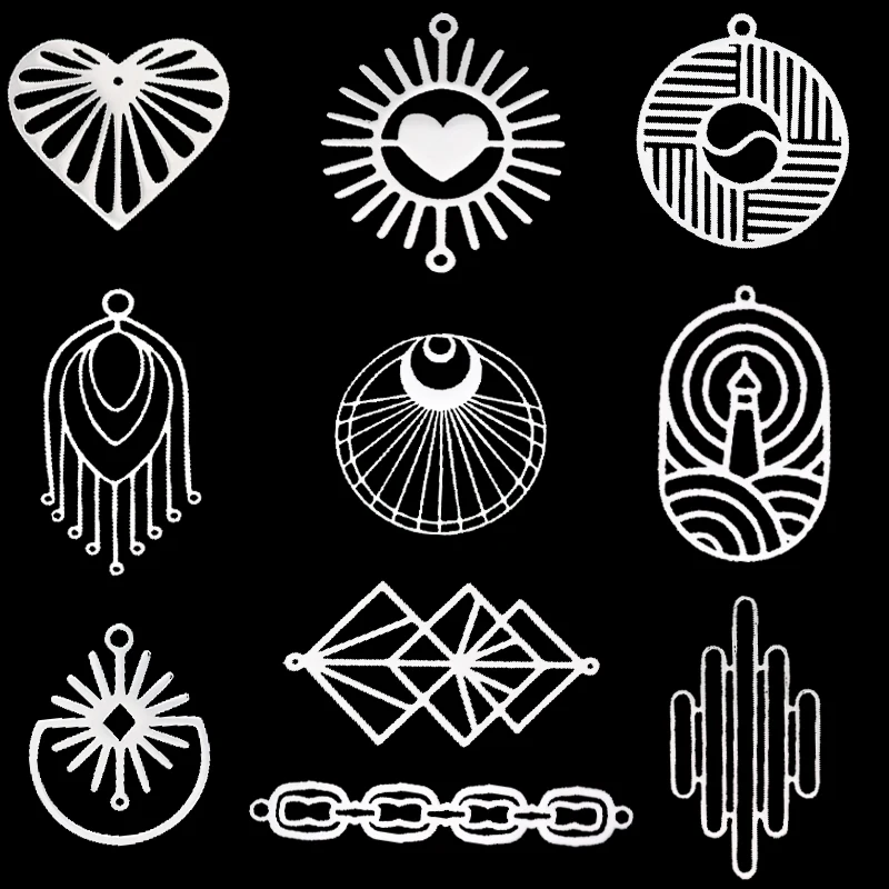 3pcs Art Rays Geometric Charms DIY Craft Fashion Earrings Necklace Jewelry Making Stainless Steel Pendant Connecter Accessories