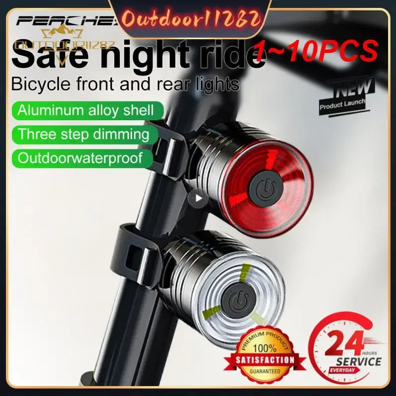 1~10PCS Front Rear Lights Set 3 Modes LED Cycling Headlight Taillight Waterproof Lantern Aluminum Alloy Bike Accessories