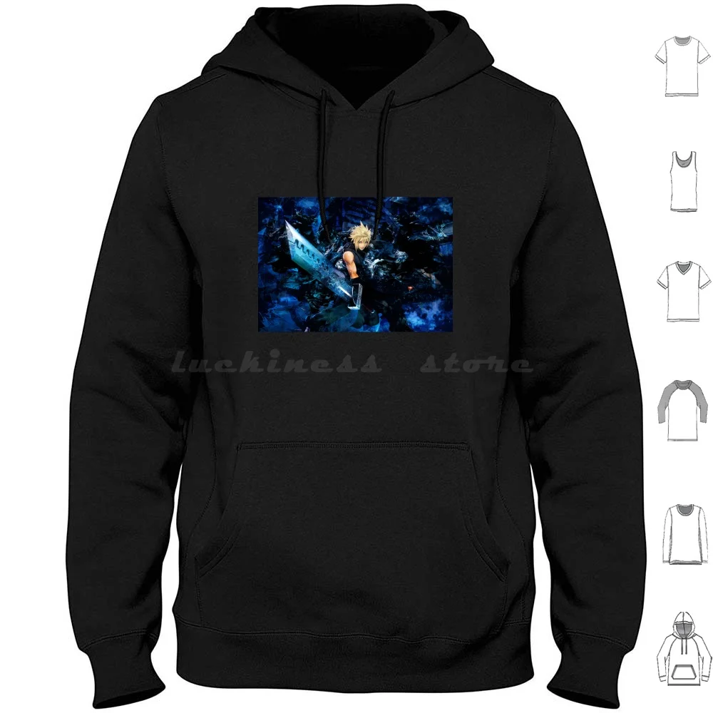 Big Sword Soldier Hoodies Long Sleeve Final Fantasy Chocobo Final Fantasy 7 Final Fantasy Vii Gaming Cloud Nerd