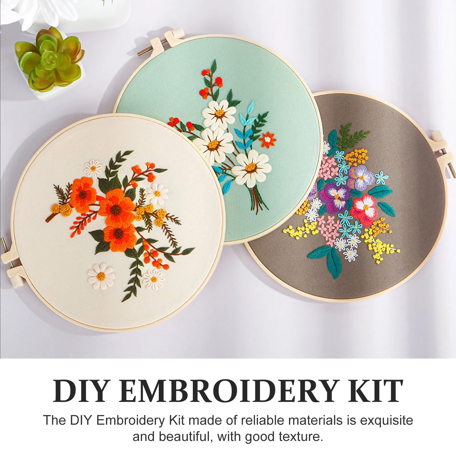 

3Sets Hand Embroidery Kit Beginner DIY Stitch Set for Cross Stitch Quilting Decoration Craft Lovers Ideal