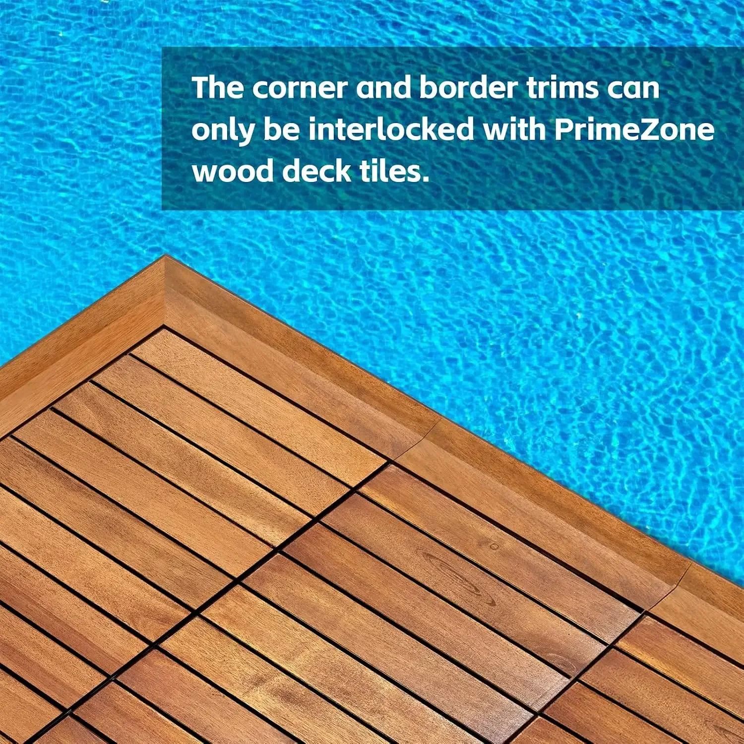 Solid Acacia Wood Edge Trim Set for Interlocking Deck Tiles