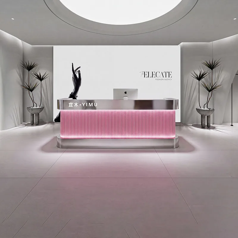 Light Luxury Round Reception Desks Quality Delicacy Tiny Cute Cream Style Desk Table Glamour Unique Rangementshome Furniture