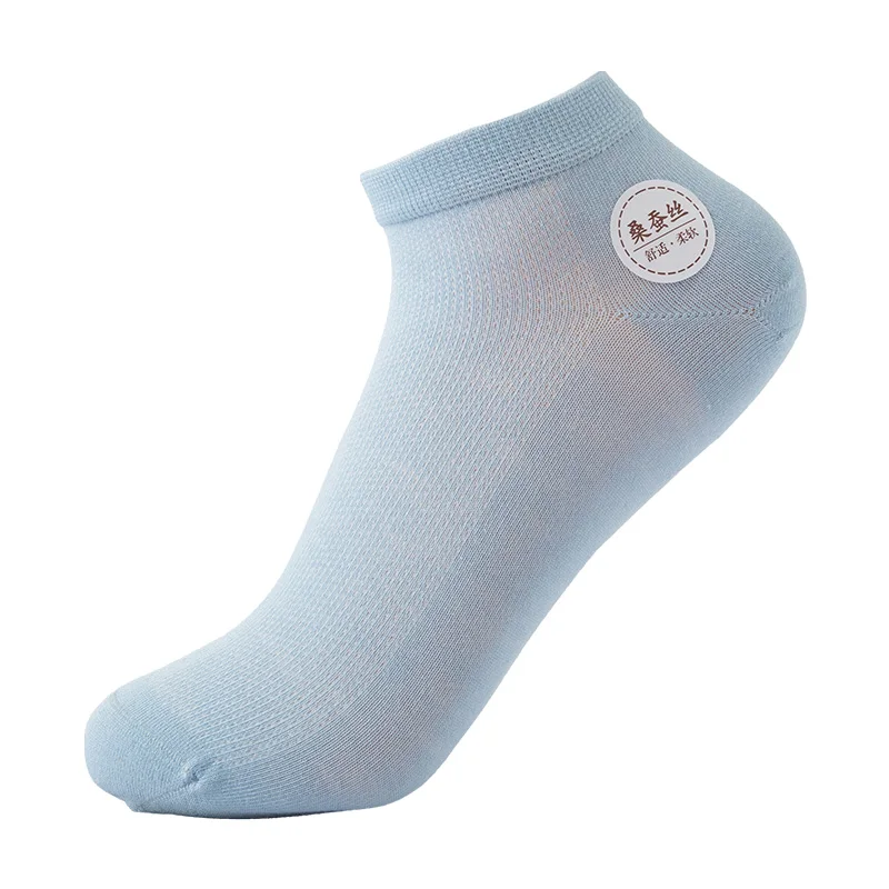 

Summer New Mulberry Silk Socks Women's Knitted Short Ship Socks Male and Female Couple Same Style Odor proof Socks Solid Color