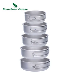 Boundless Voyage Titanium Bowls Dishes Set with Folding Handle Outdoor Camping Portable Plate Saucers Tableware 5 Packed Ti1096T