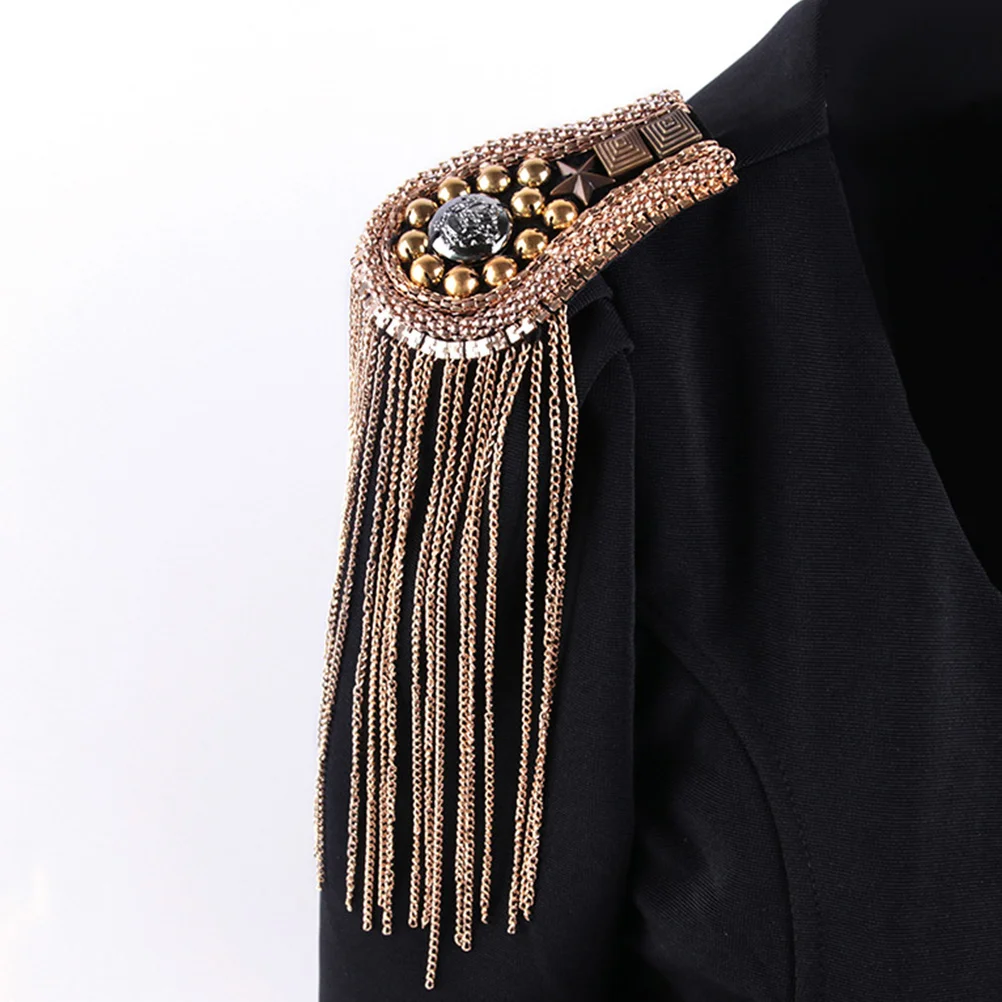 

2 PCS Shoes and Hats All-match Fashion Brooch Small Suit Tassel Epaulettes Shoulder Epaulets Decor Fringe Punk Alloy