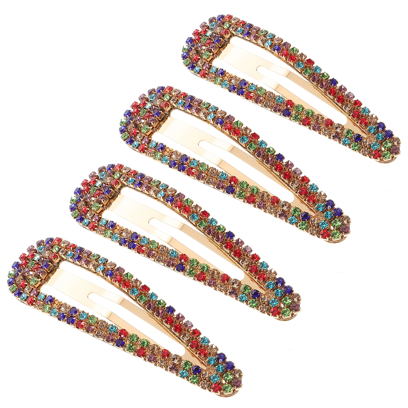 

4 Pcs Colored Diamond Hair Clips Decorative Bangs Clip Barrettes Sparkling Rhinestone Women Kids Metal Alloy Duckbill Design