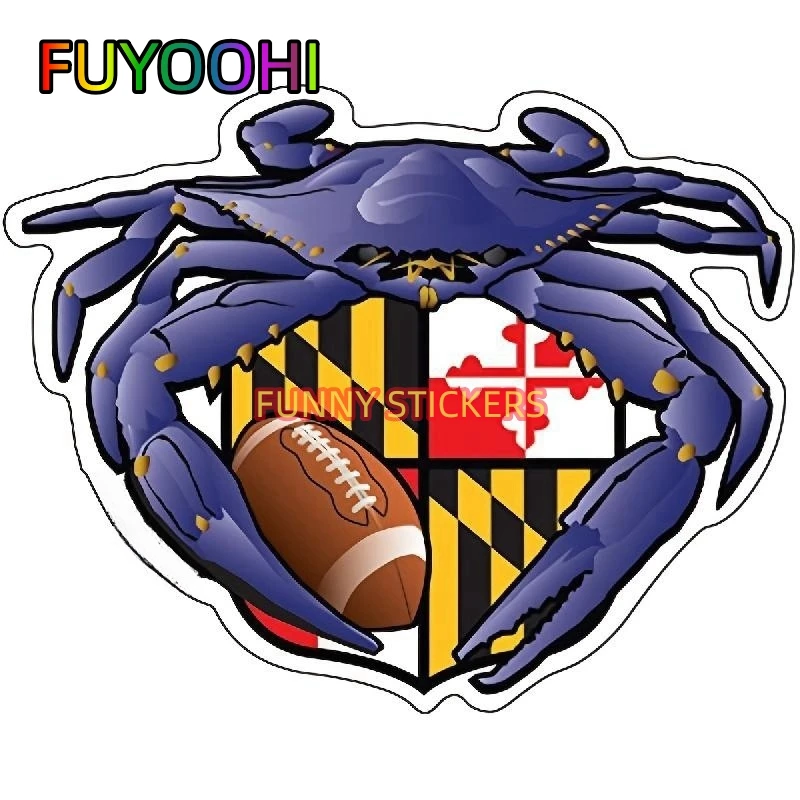 FUYOOHI Raven Crab Football Maryland Crest Sticker Decal Die Cut Vinyl