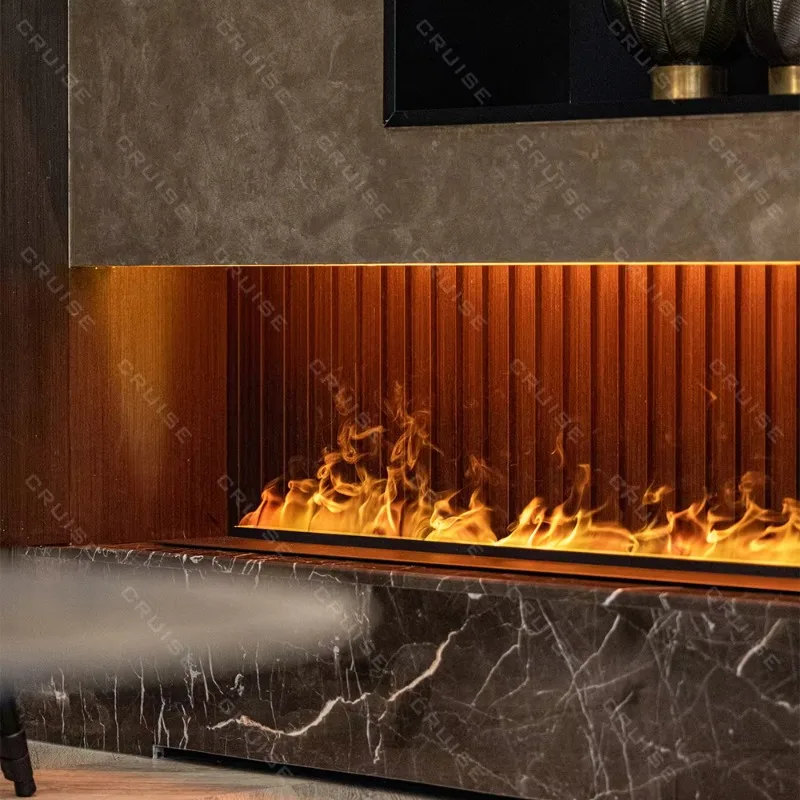 CRUISE 220V-240V Portable Black Mute 3D Steam Electric Wall Fireplace  Atomization Polychromatic Flame Built-in Hotels