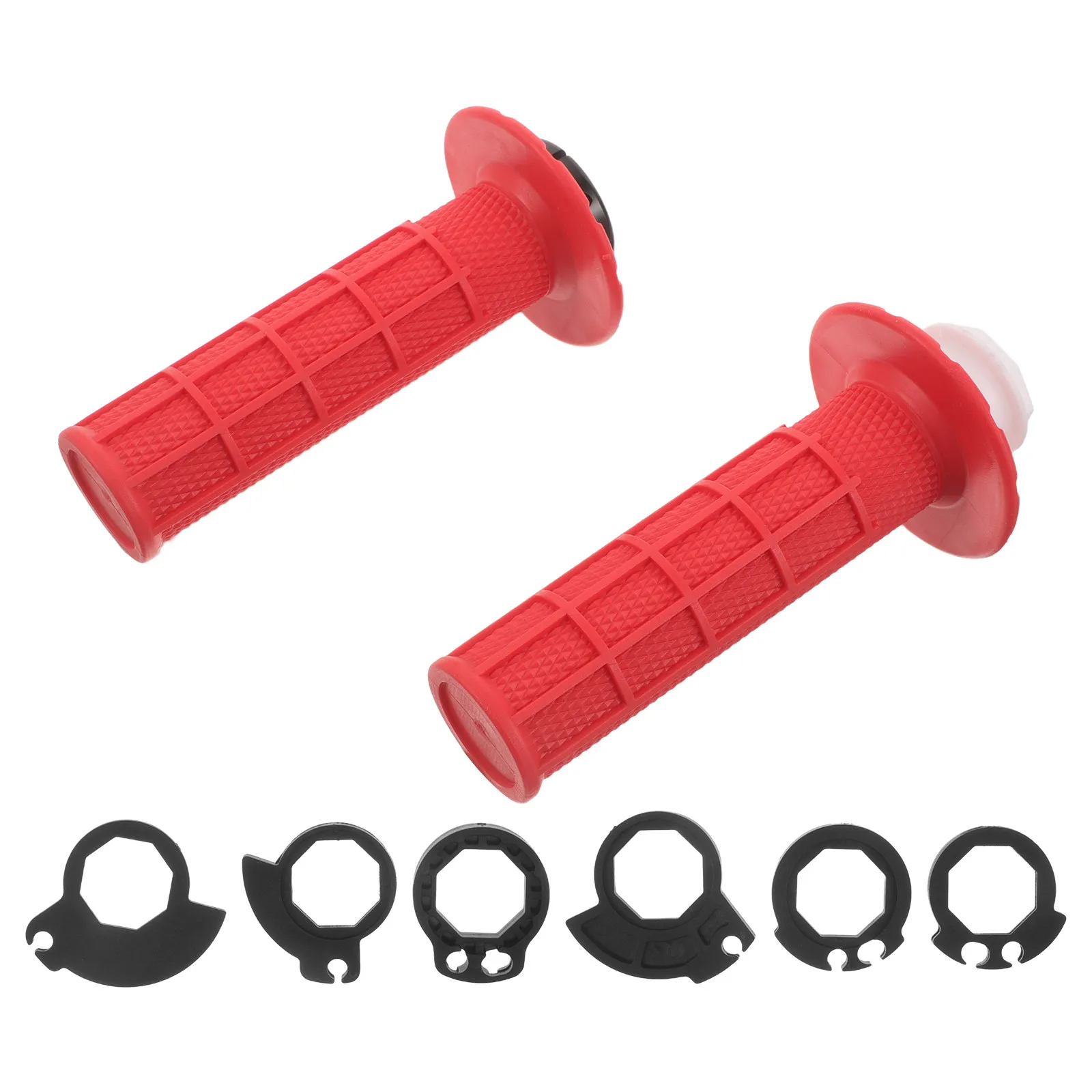 1Set Oil Throttle Lock-on Motorcycle Grip Red Left Right Anti-Slip Handlebar Replacement for Off-Road Bike Rally Sand Forest