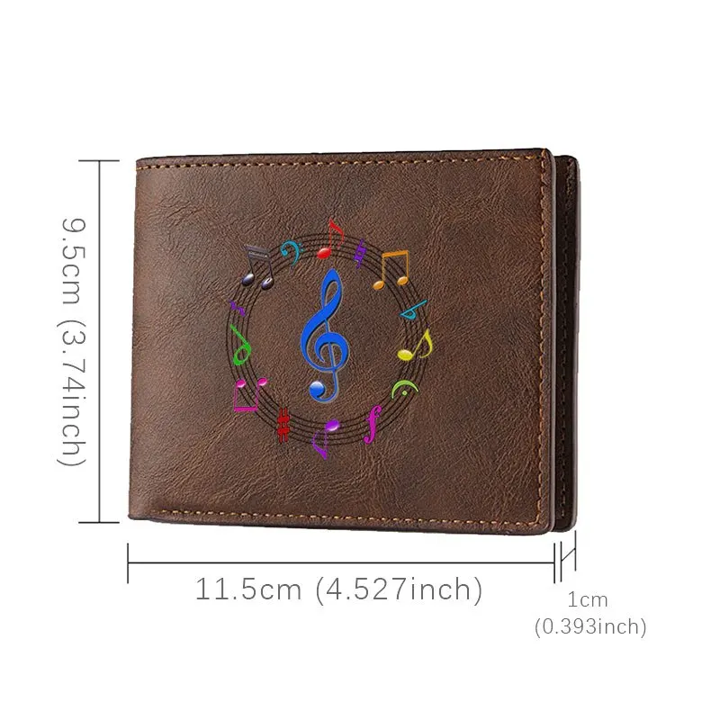 Portafoglio in pelle PU premium con design di note musicali per uomo e donna, leggero e durevole, accessorio alla moda per tutti i giorni