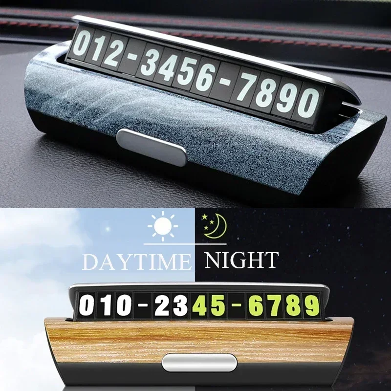 PC+ABS Temporary Car Parking Card New Magnetic Telephone Number Card Night Light Phone Number Card Hidden Number Plate Styling