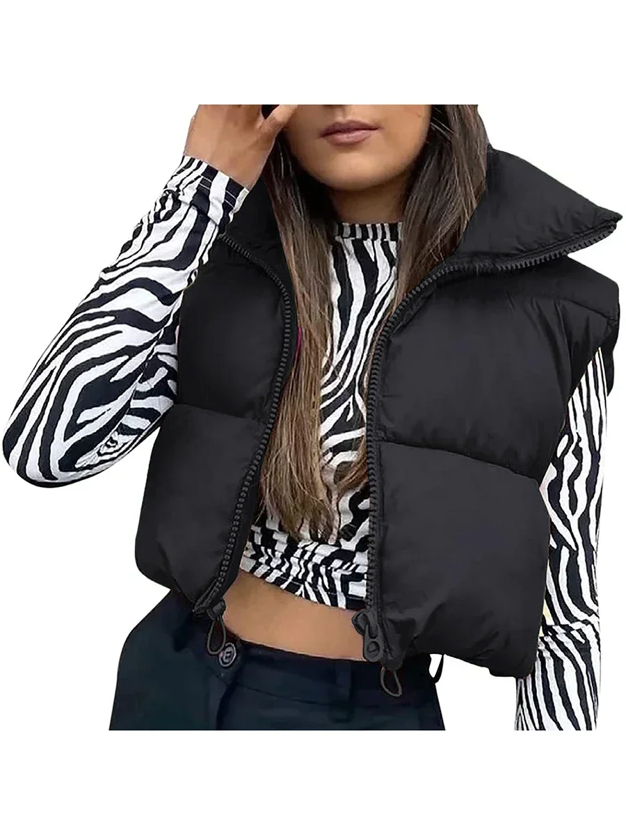 Women Casual Puffer Vest Waistcoat Stand Collar Sleeveless Zip Up Padded Gilet Coat Fall Winter Warm Lightweight Outwear