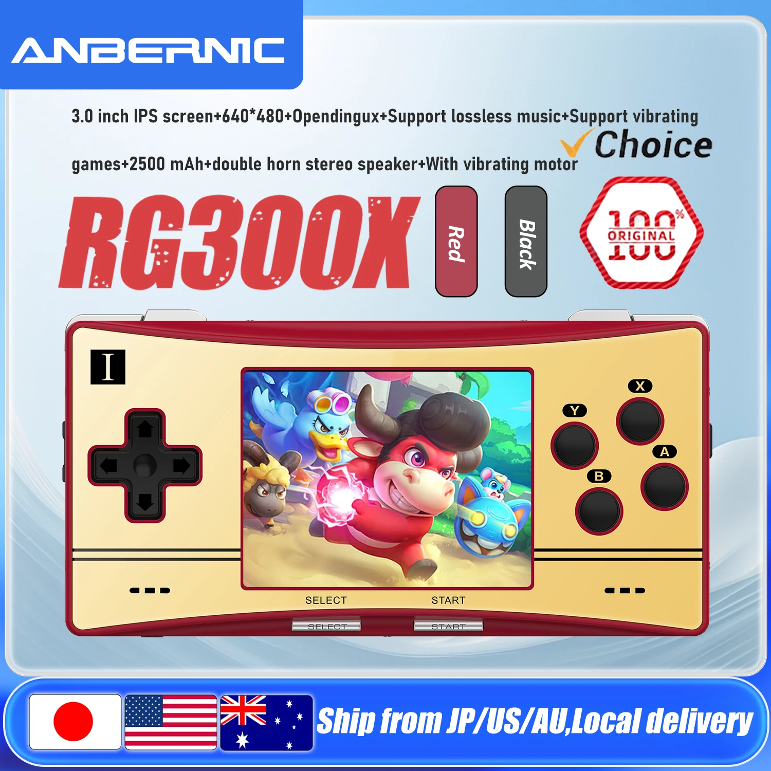 

Портативная игровая консоль ANBERNIC RG300X в стиле ретро, мини-плеер для видеоигр, поддержка HD Out, встроенных игр 64G 5000, детский подарок RG 300X