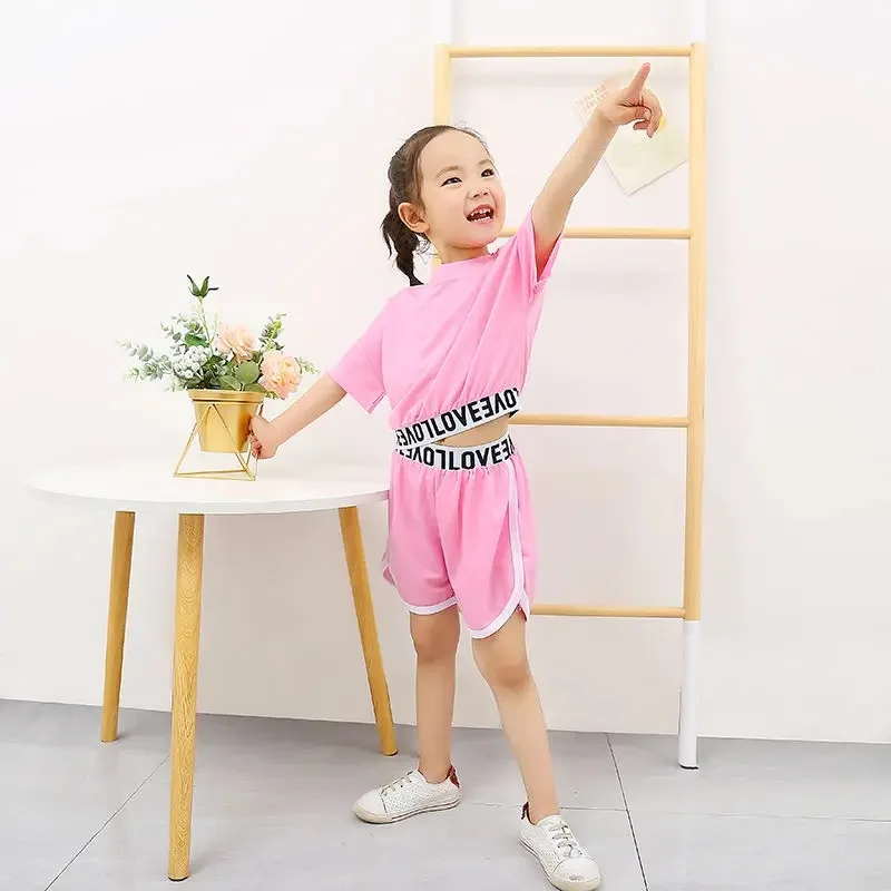 Short sleeved suit for children Summer sportswear for girls New Shorts Casual 2024 kids clothes girls boutique outfits cute 2024