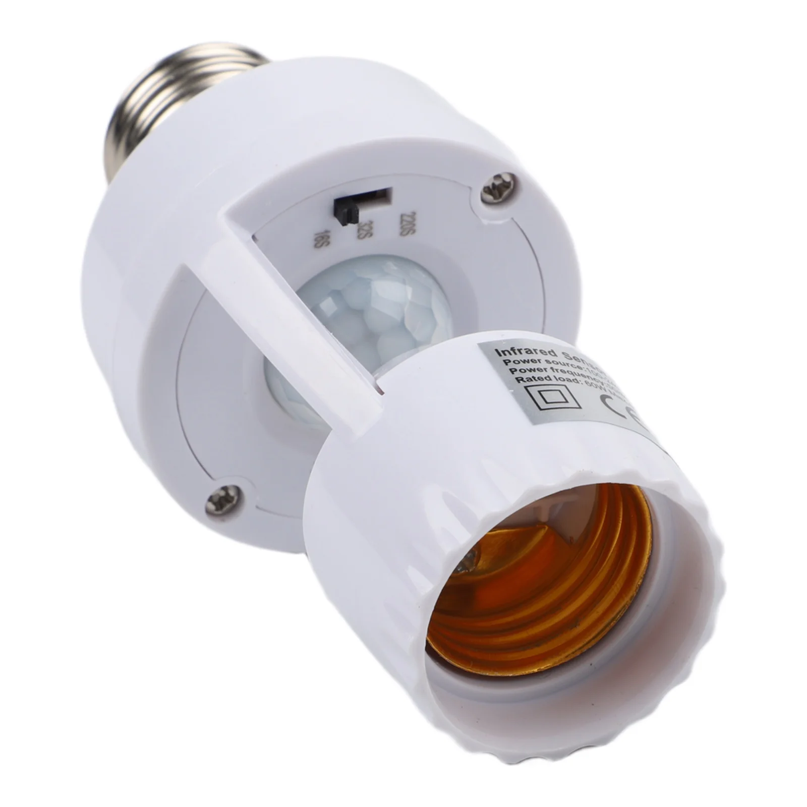 E27 Infrared Motion Sensor Light Bulb Socket for LED Bulbs with 360 Degree Detection Range and for auto On/Off Function
