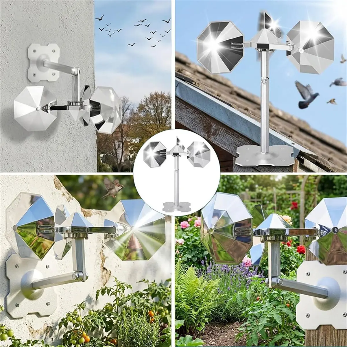 newA10R Bird Scare Reflective Device,Wind Powered Rotatable Bird Reflectors Keep Pigeon Etc Bird Away for Garden Yard