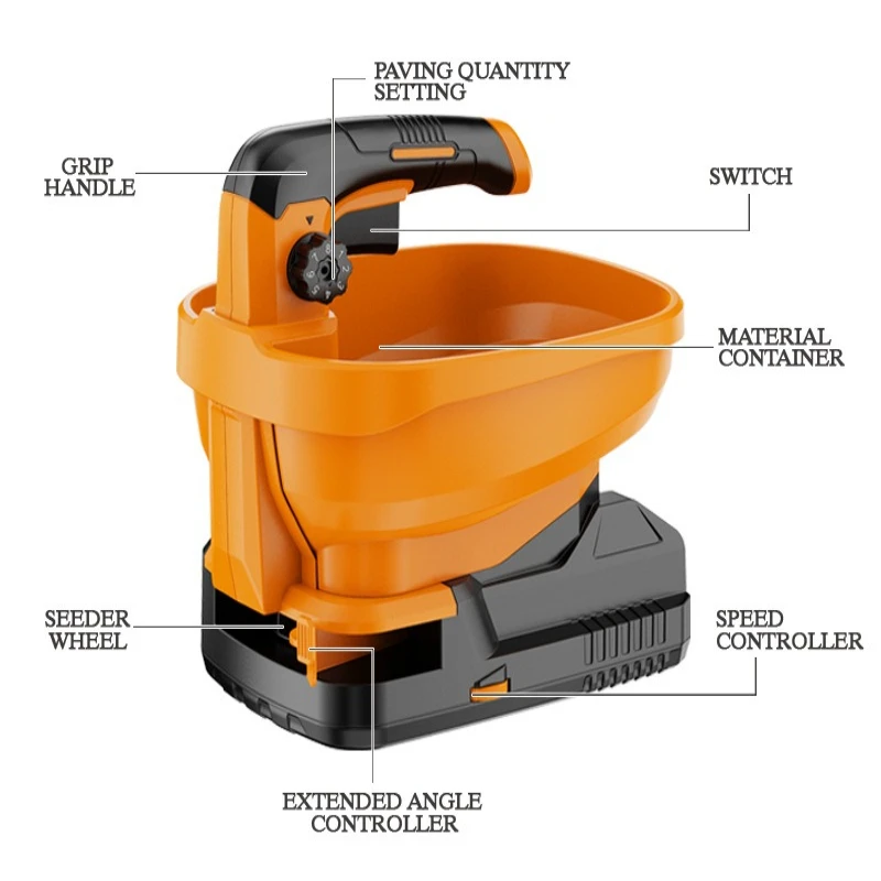 

Electric Spreader 6 Gears Cordless Corn Electric Seeder Handheld Snow Melting Agent Spreader Farm Chicken Duck Feeding Spreaders