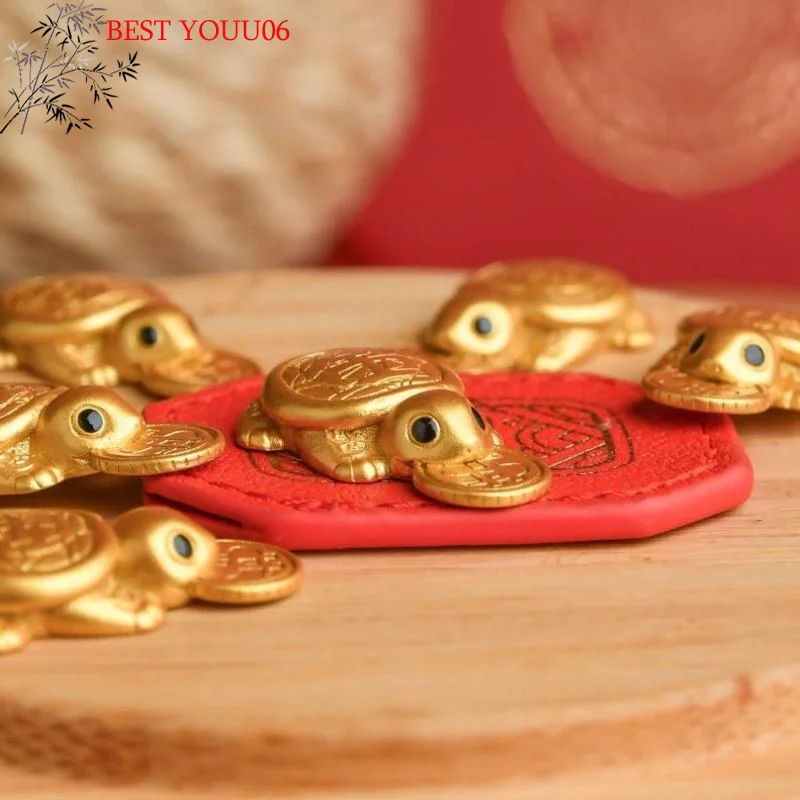 (YOUU06)Fengshui Lucky Turtle Wallet Charm Money-biting Turtle Ornaments Decor For Longevity Protection & Financial Stability