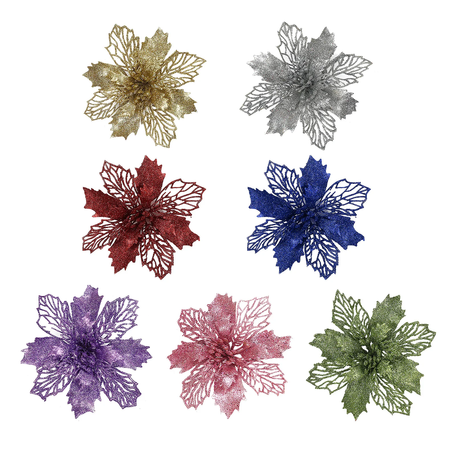 

1Pc 16cm Glitter Artificial Christmas Flowers Xmas Tree Ornaments Merry Christmas Decorations for Home New Year Decor Navidad