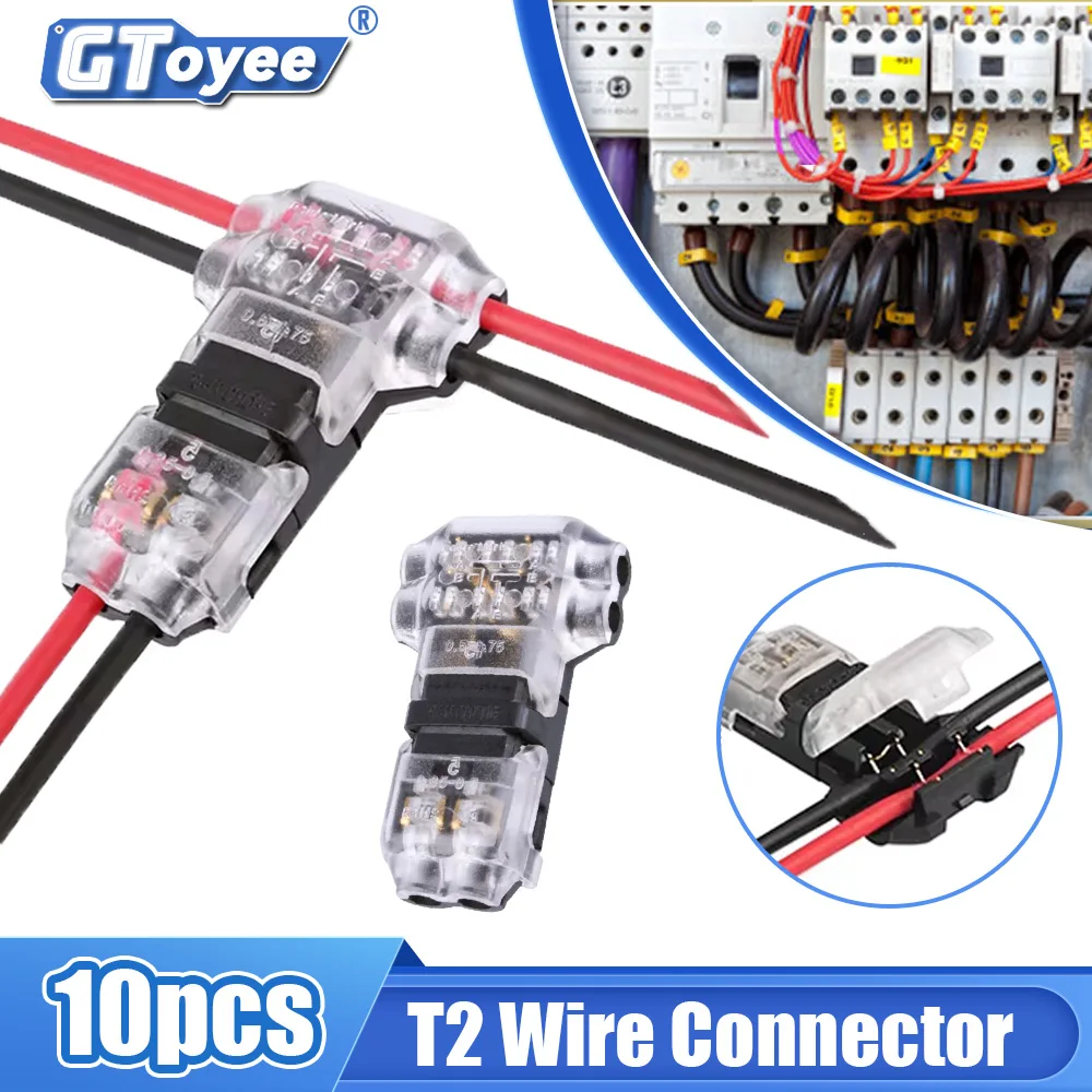 

10Pcs 2Pin Pluggable Wire Connector Quick Splice Electrical Cable Crimp Terminals for Wires Wiring 18-22AWG Universal Connectors