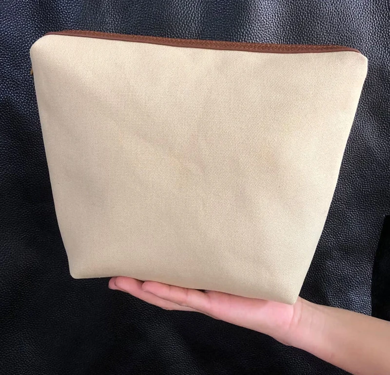 Clutch Bags Women Thicken Canvas Beige Large Capacity Cosmetic Bag