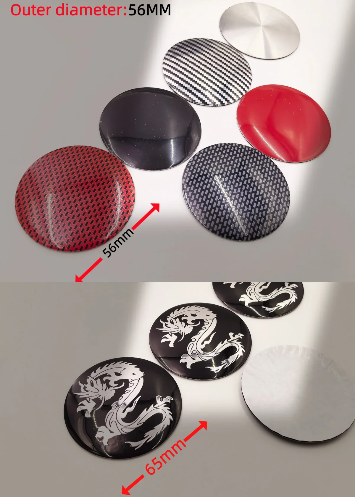 4/10/20pcs Blank Carbon Fiber Dragon Emblem Wheel Center Hub Cap Decal Auto Rim Refit Dust-Proof Badge Cover Sticker No Logo